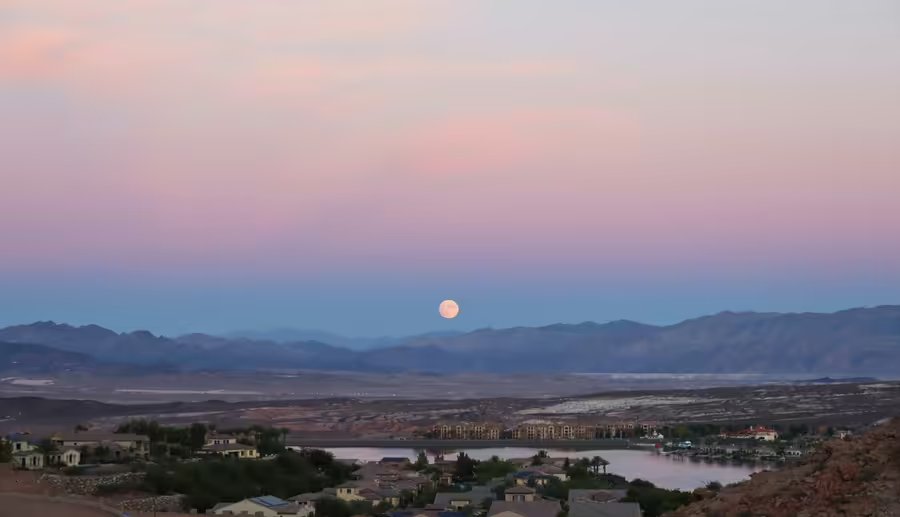 Moonrise over Lake Las Vegas in Henderson